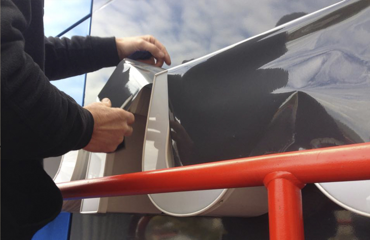 grorud senter fasade dekor foliering folie vinyl